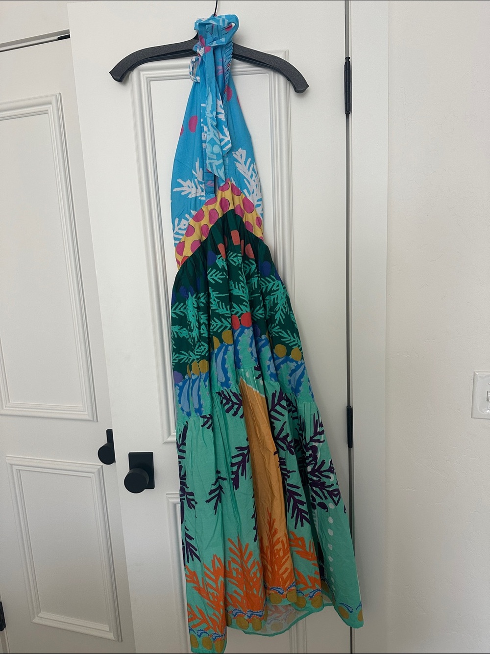Oliphant Blue & Teal Tropical Halter Dress